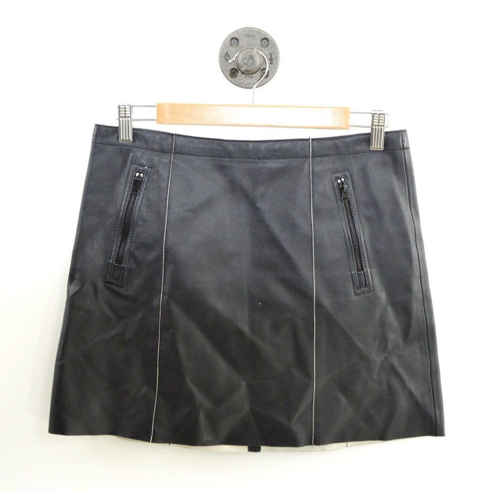 Vince. Leather Zipper Mini Skirt #127-71